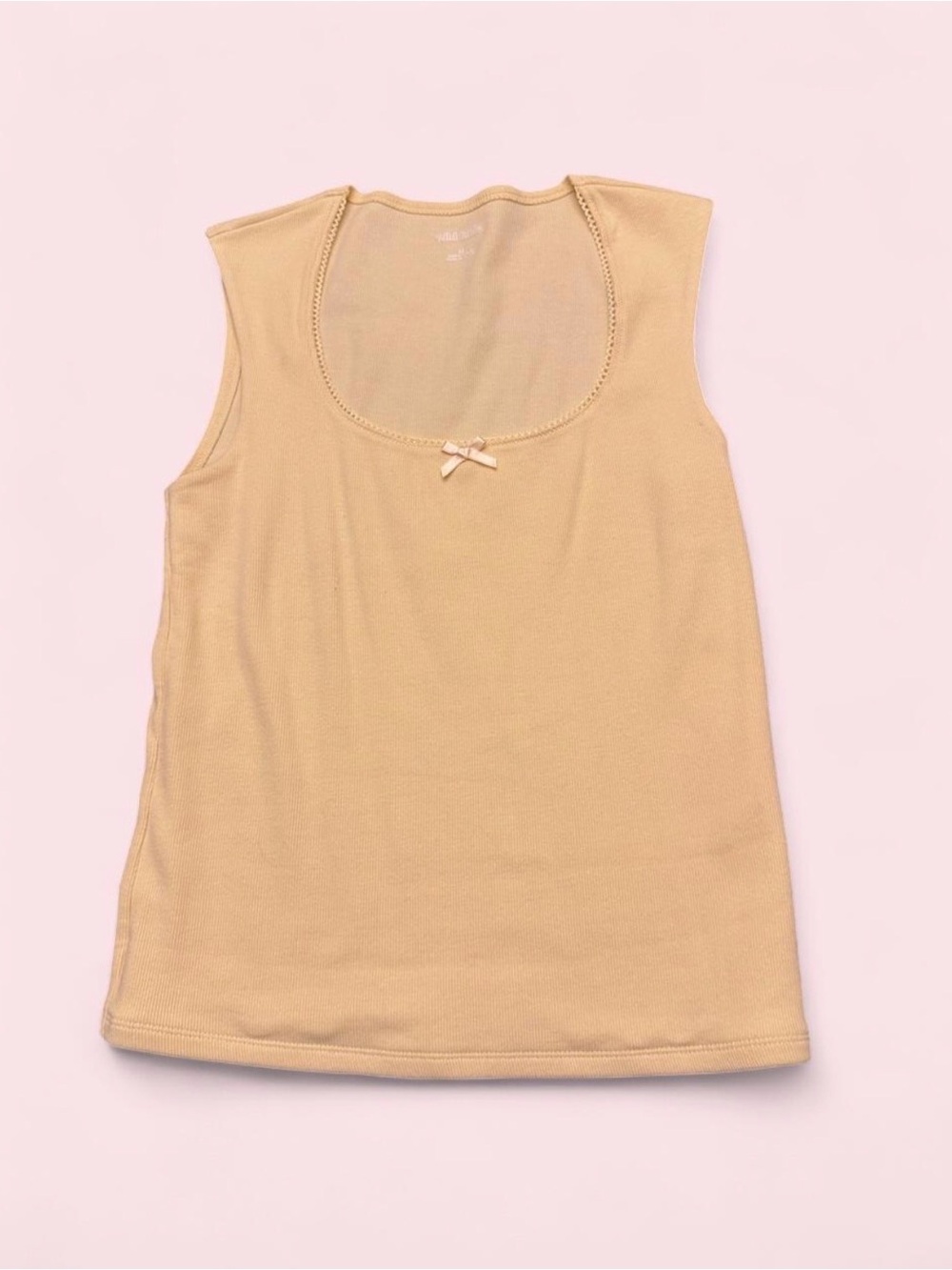 wild fable Beige Scoop Neck Sleeveless Tank with Bow